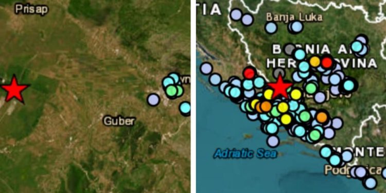 Pogledajte gdje se sve osjetio potres. Magnituda je bila i veća od one koja je prvotno objavljena