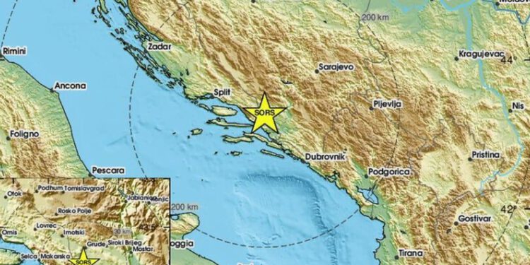 Službeni detalji novog potresa u Dalmaciji i Hercegovini. Ovo je točna lokacija epicentra