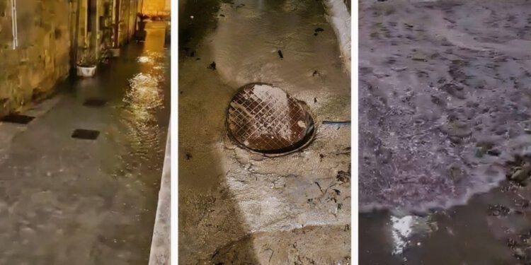 VIDEO Besana noć za stanovnike Kaštela: Poplavila riva, voda dolazi do automobila. “Ovakvo stanje je nepodnošljivo. Godinama govorimo o prodiranju mora u naše kuće”