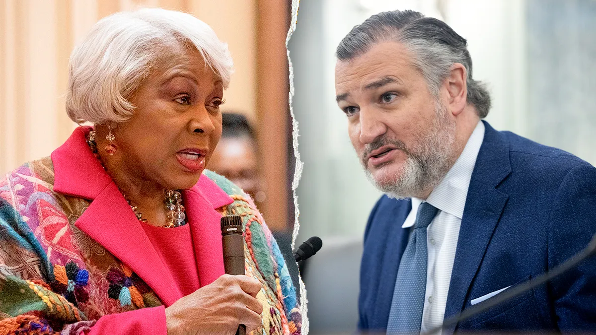 Predsjednica Senata Virginije Pro Tempore L. Louise Lucas govori i senator Ted Cruz sluša