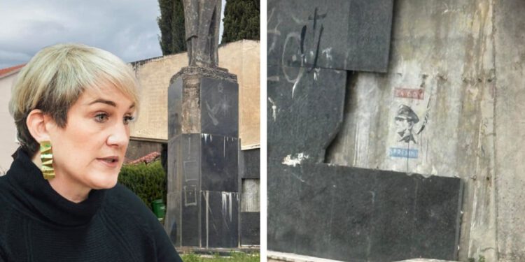 Na spomeniku palim borcima u Hrvacima nacrtana glava Pavelića i natpis ‘Za dom spremni’. Sram me zbog tog prizora