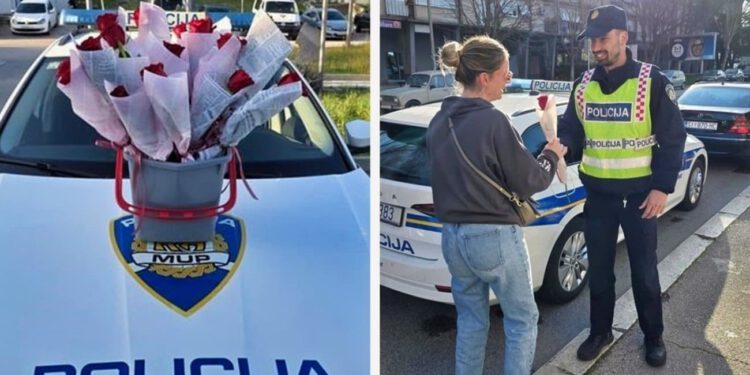 Romantični policajci u Dalmaciji vozačicama dijelili ruže povodom Dana žena: “Sigurnost u prometu zajednička je odgovornost”