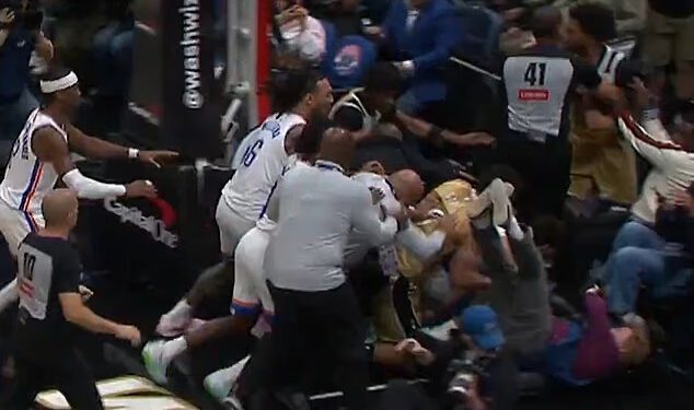 Thunder i Wizards izazivaju sveopću tučnjavu dok se službene osobe bore da kontroliraju kaos prije nego što izbace četiri igrača