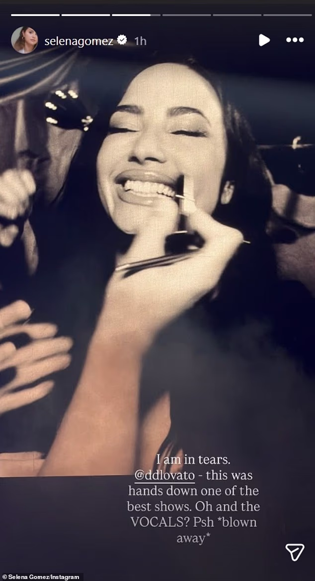 Osnivačica Rare Beauty posvetila je šest Instagram priča svojoj bivšoj prijateljici, napisavši: 'Plačem. @ddlovato - ovo je bila jedna od najboljih emisija. Oh, a VOKALI? Psh *odneseno*'