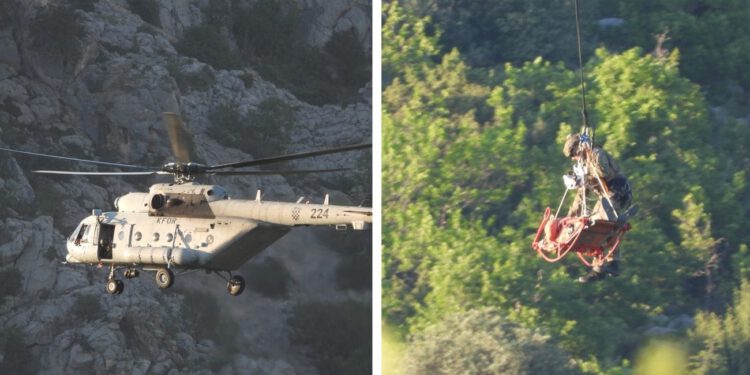 Akcija spašavanja HGSS-a na Anića kuku: Ozlijeđeni penjač izvučen helikopterom