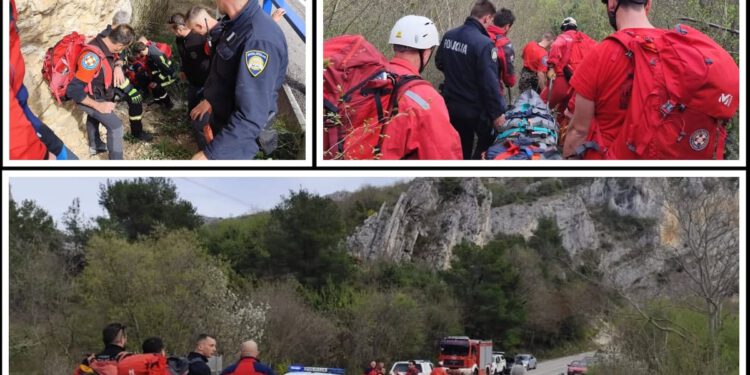 SPAŠAVAO IH HGSS Stranci neovlašteno sjeli na zip line i zviznuli u stijenu