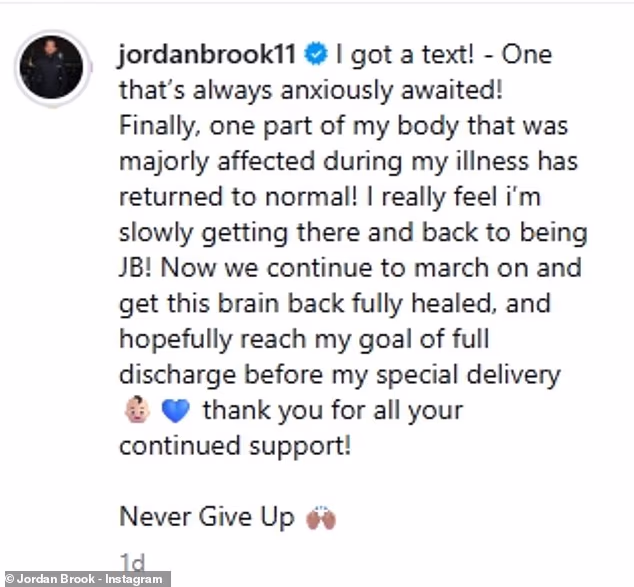 Jordan je divno obavijestio svoje pratitelje da mu se broj jetre sada vratio na normalnu razinu nakon što je zabrinjavajući se približio zatajenju jetre