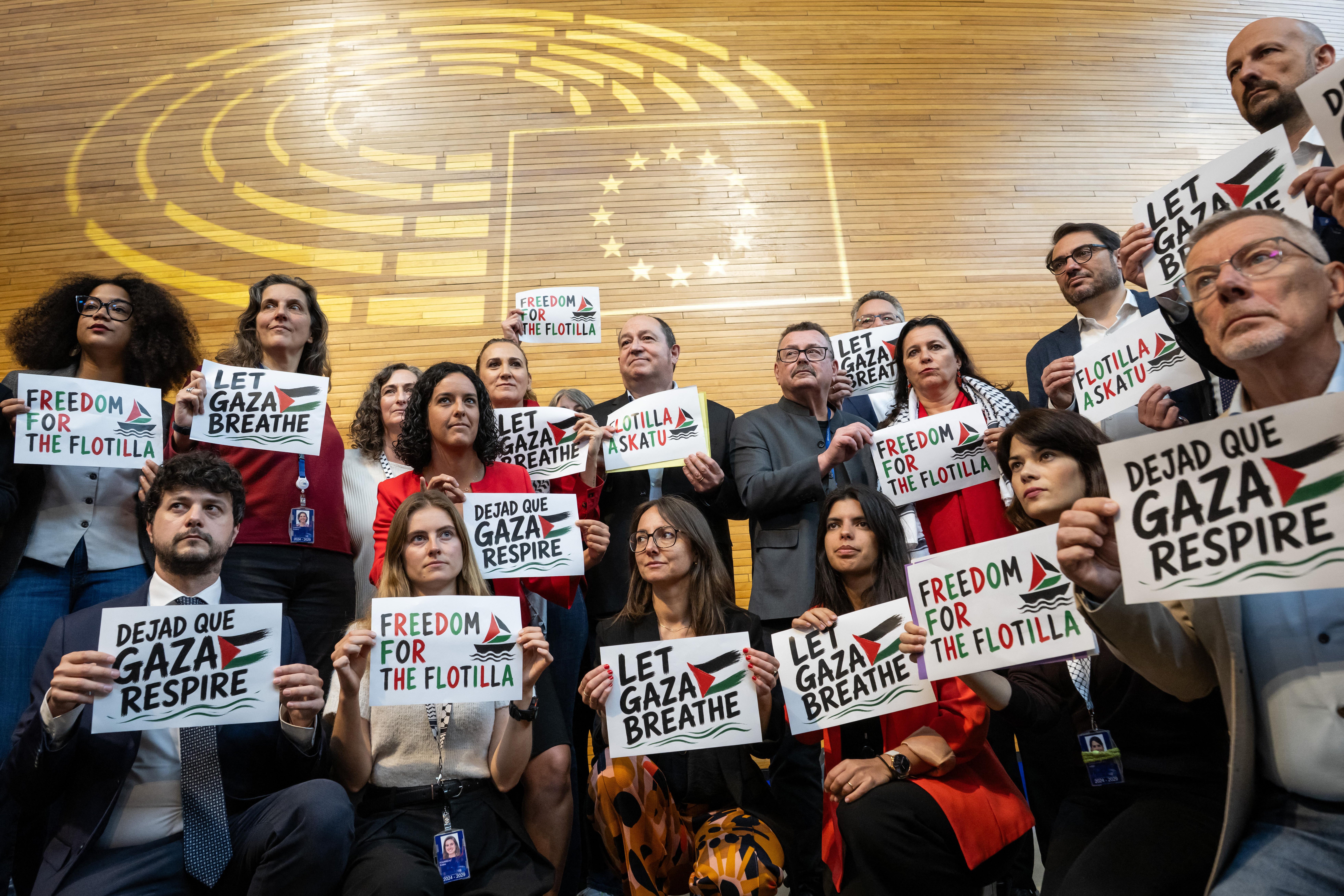 Prosvjedi potpore flotili Gaze tijekom zasjedanja Europskog parlamenta u Strasbourgu u srijedu