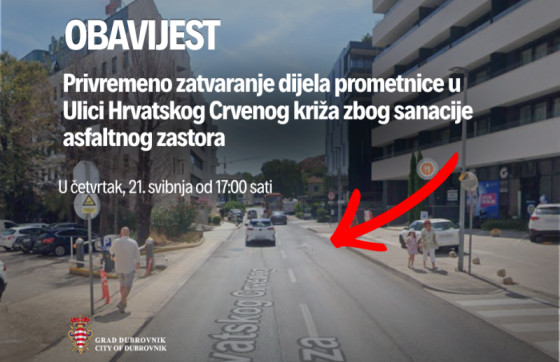 Privremeno zatvoren dio prometnice u Ulici Hrvatskog Crvenog križa zbog propadanja asfalta