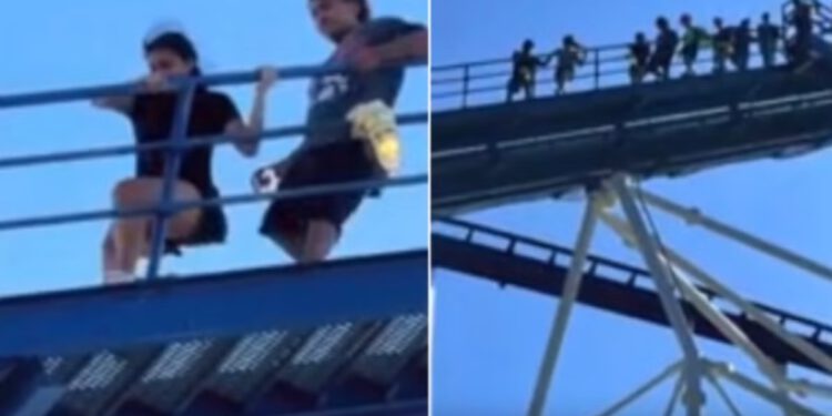 Zastrašujući video prikazuje korisnike Six Flags-a kako hodaju niz tobogan nakon nestanka struje