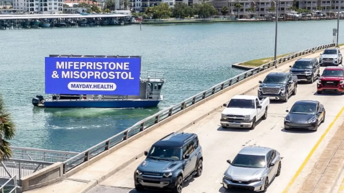 Oglas koji promovira tablete za pobačaj mifepriston i misoprostol na Floridi