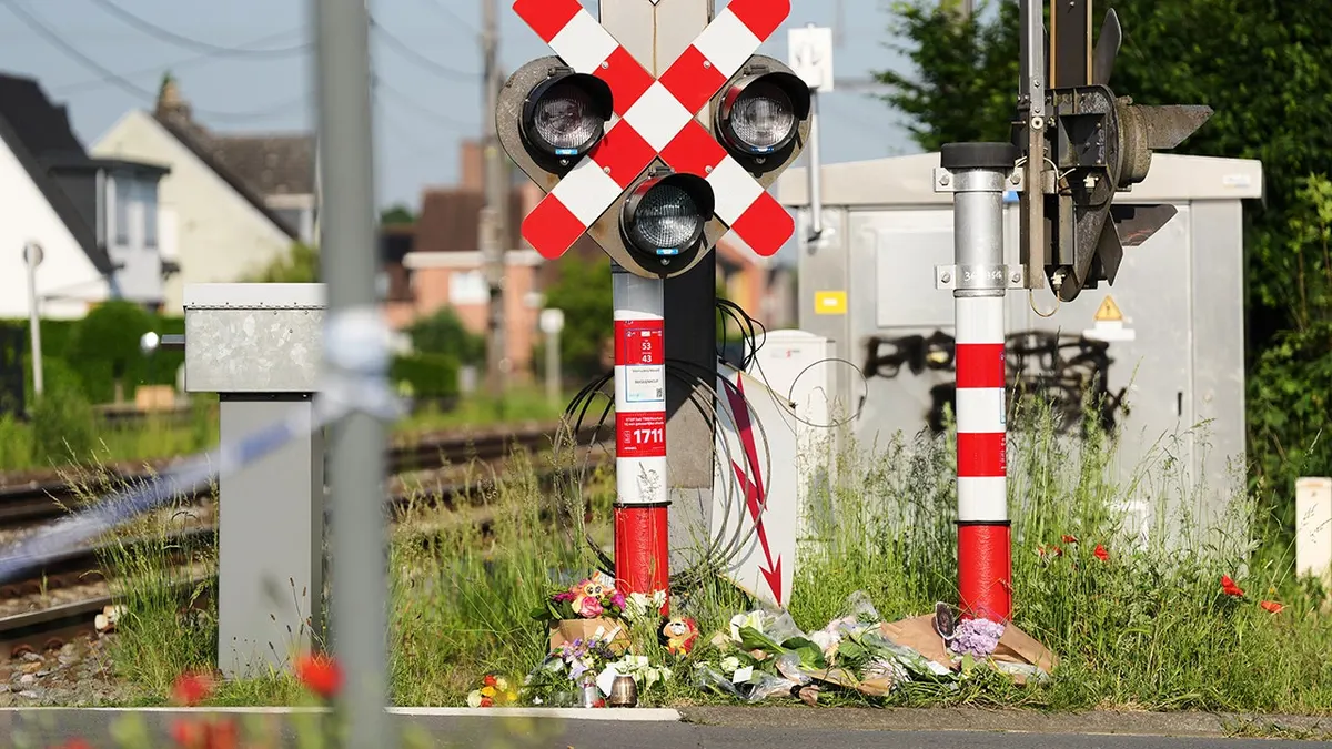 Cvijet sućuti ostavljen na pružnom prijelazu u Buggenhoutu u Belgiji