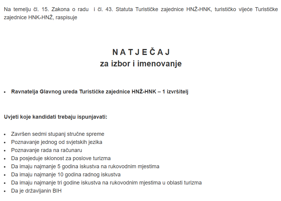 natjecaj direktor tz hnz