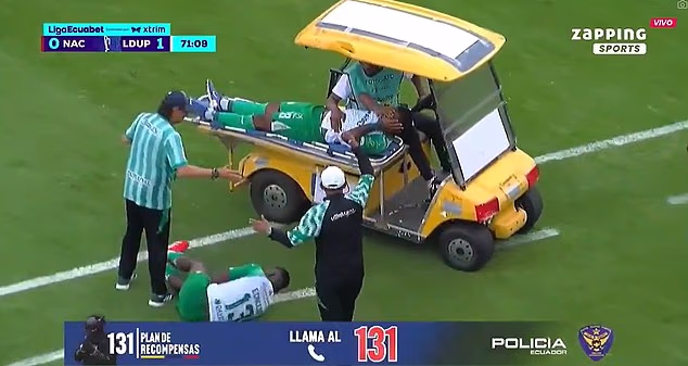 Veznjak LDU Portovieja Edison Caicedo bio je na podu u agoniji nakon što je ušao u kolica