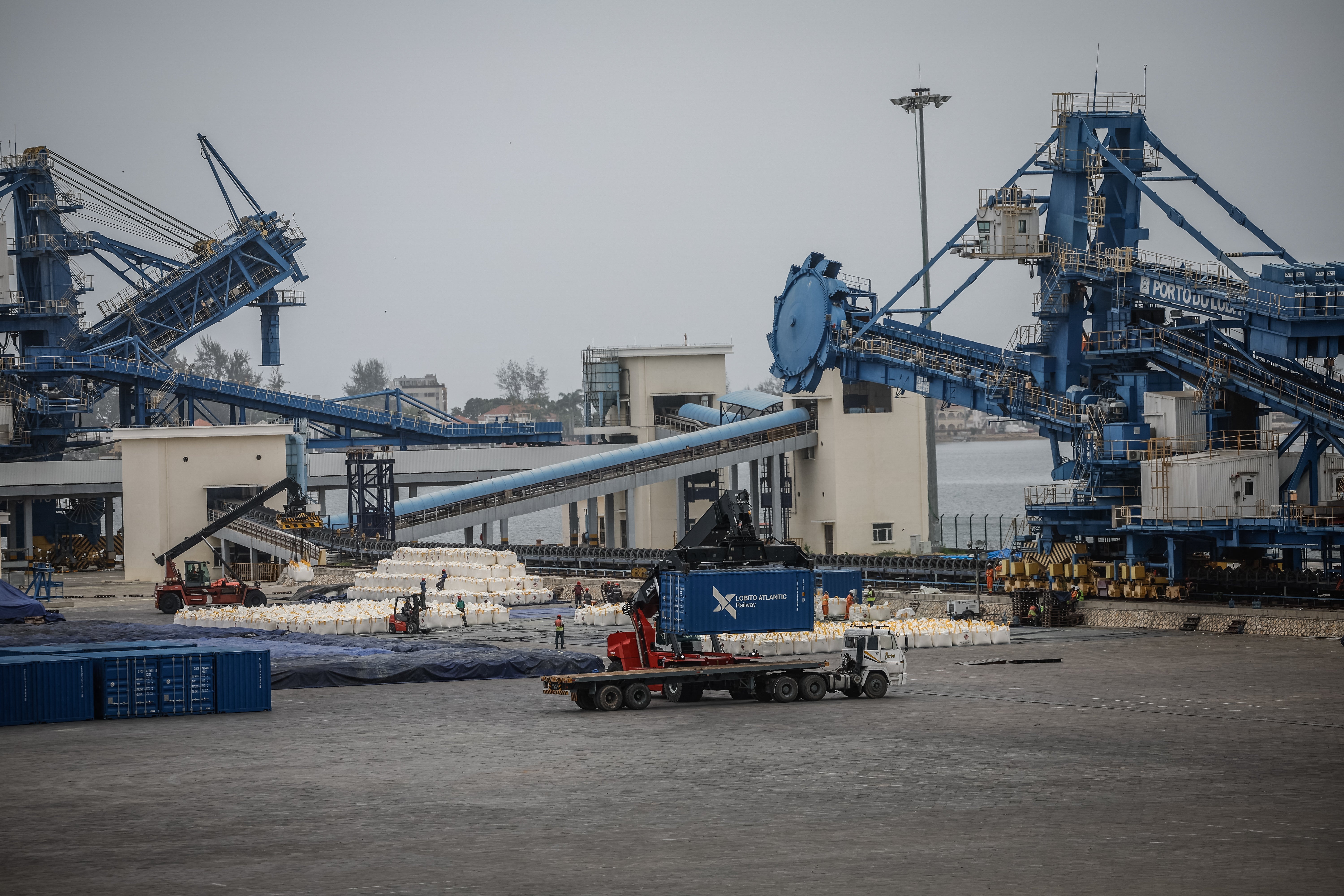 A general view of operations at the mineral terminal of the Port of Lobito