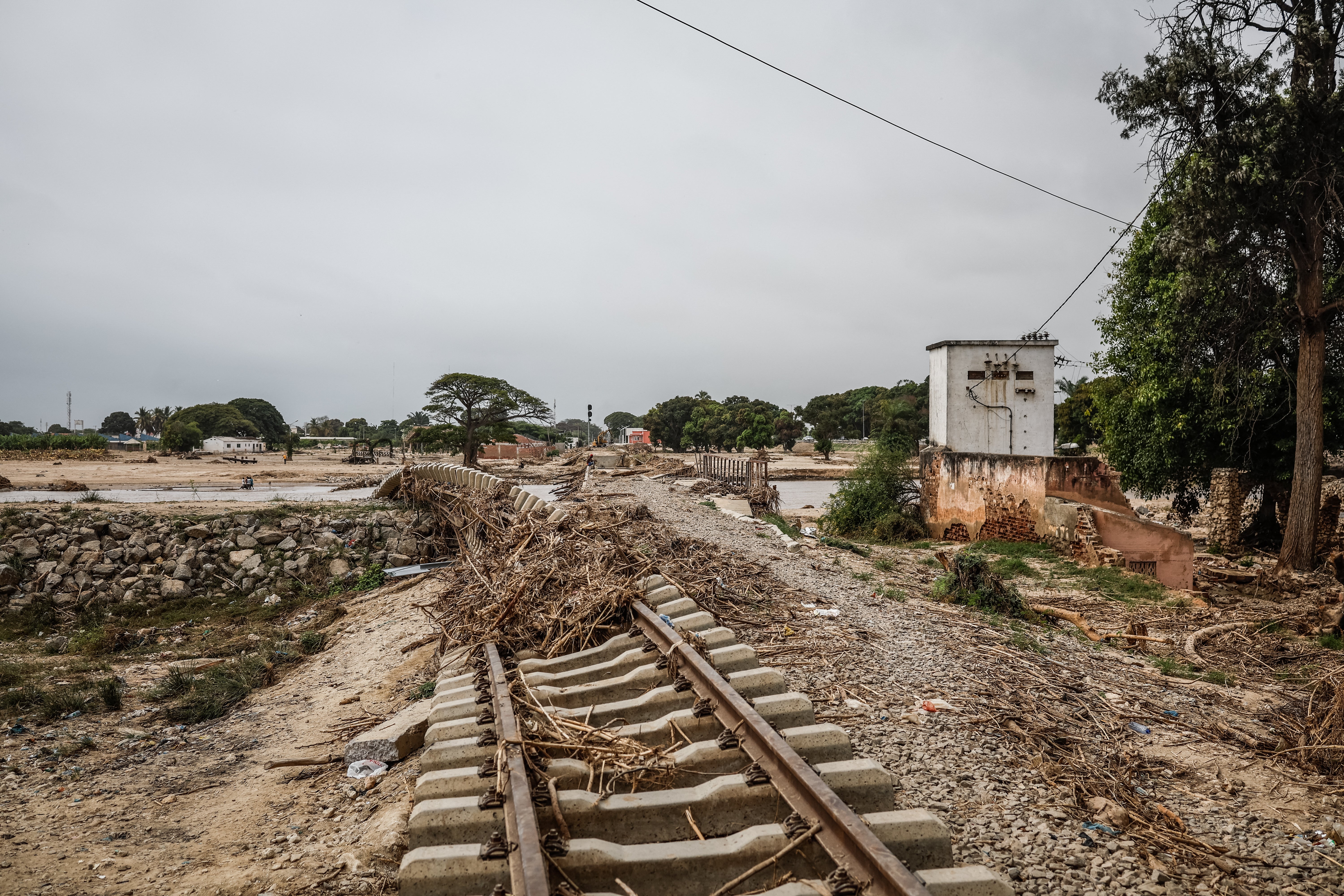 A general view of damage to the Lobito Atlantic Railway following heavy floods in April 2026