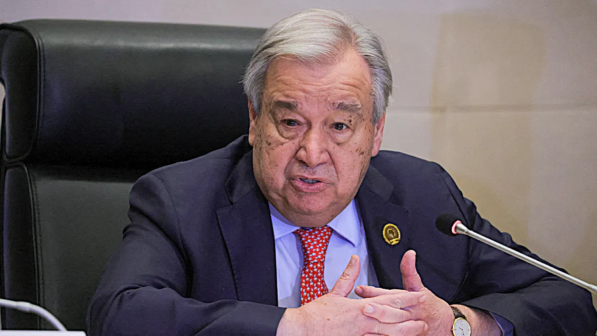 Glavni tajnik Ujedinjenih naroda Antonio Guterres obraća se medijima u sjedištu Komisije Afričke unije u Addis Abebi
