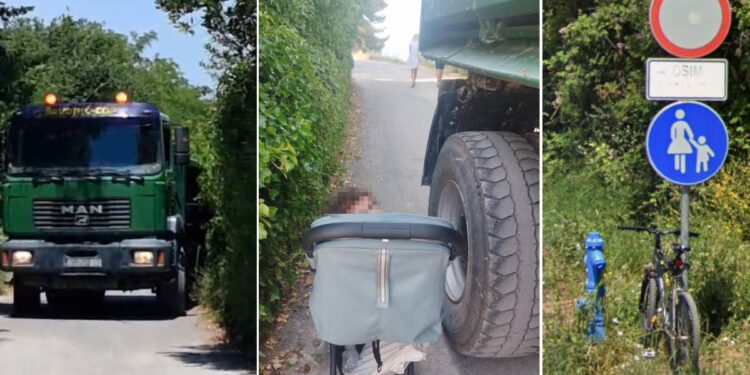 Kamion nakrcan zemljom vozi šetnicom uz more, ne sklanja se ni pred majkom i djetetom u kolicima, može sve pasti na kupače!