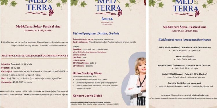 Med&Terra Šolta: Festival vina donosi vrhunske okuse otoka, ekskluzivni masterclass i koncert Jasne Zlokić
