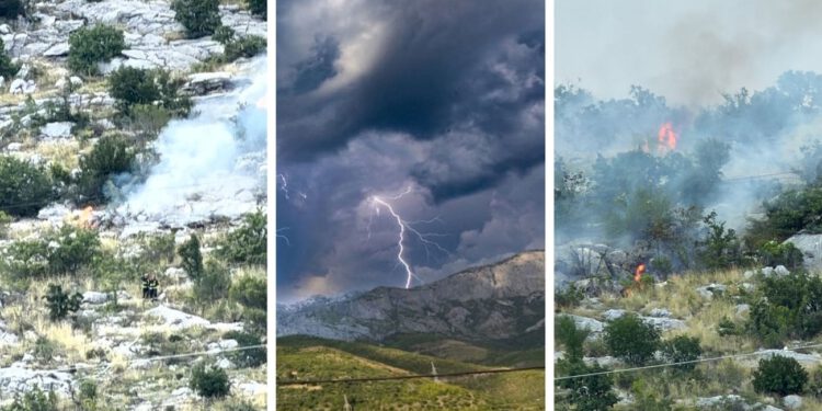 Munje izazvale više požara: Gori kod Tugara i na Mosoru, vatrogasci u velikoj akciji