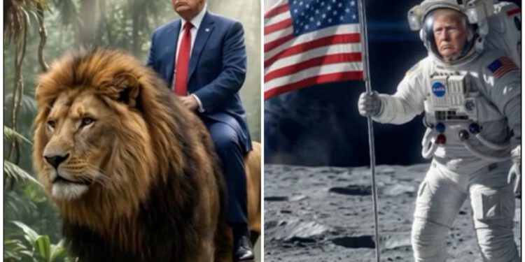 Trump obilježava Dan D videom umjetne inteligencije na kojem jaše lava i fotografijom koja Obaminu knjižnicu prikazuje kao kantu za smeće