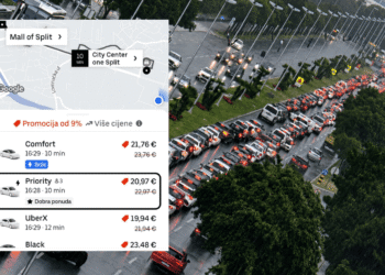 U Splitu je prometni kaos: Pogledajte koliko košta Uber od Malla do Cityja