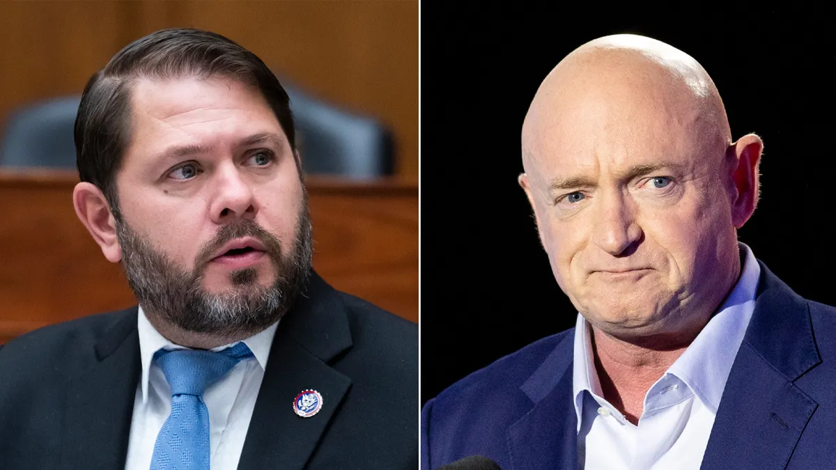 Zastupnik Ruben Gallego govori na saslušanju Predstavničkog pododbora za oružane snage i senator Mark Kelly govori na događaju izborne noći