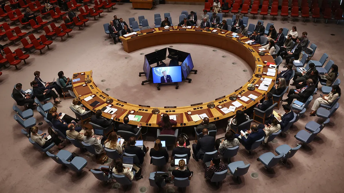 Ambassador Abdullah Ali Fadhel Al-Saadi speaking at United Nations Security Council meeting