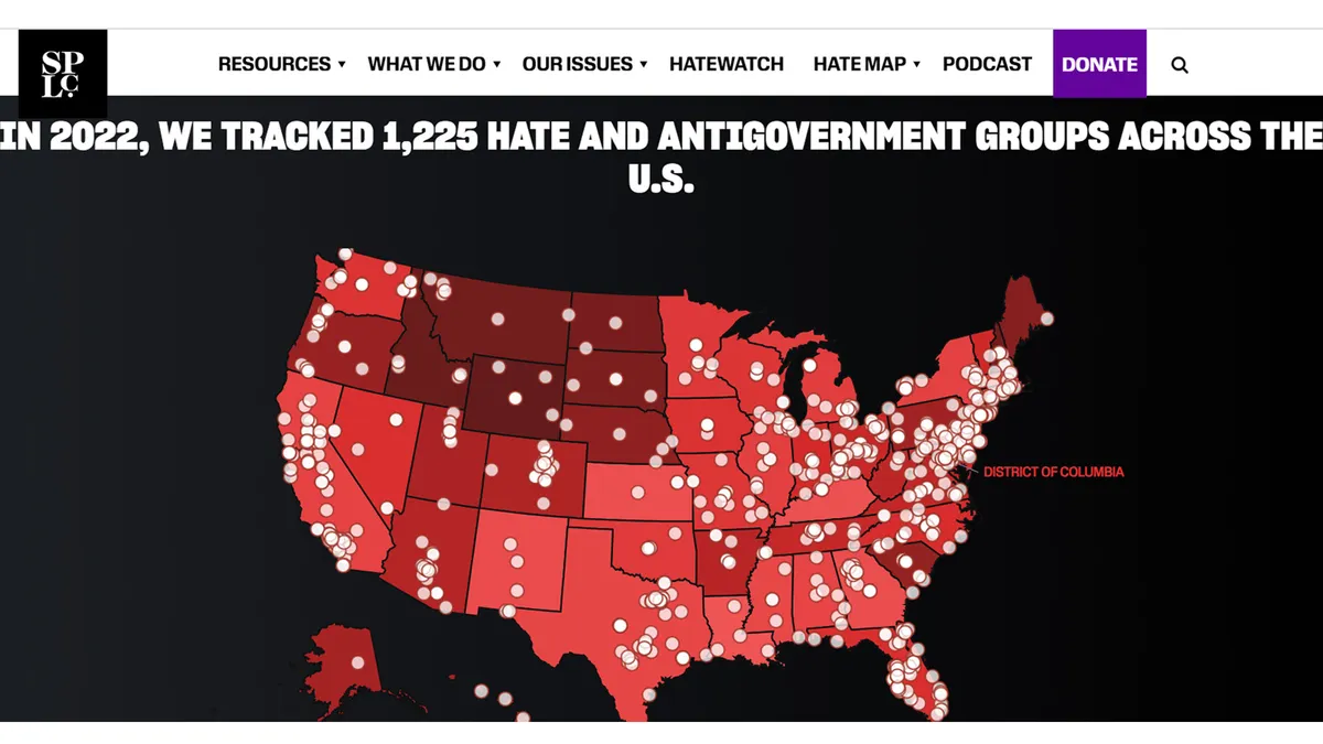 Southern Poverty Law Center 2022 karta mržnje i skupina protiv vlade