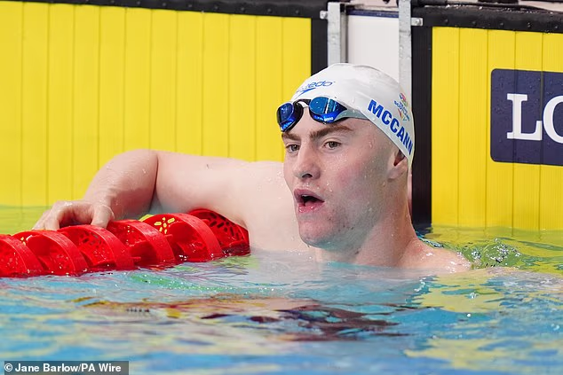 Sean McCann, 21, nakon što je završio četvrti u utrci na 400 m slobodnim stilom - kasnije ovog tjedna nastupit će na 800 m i 1500 m