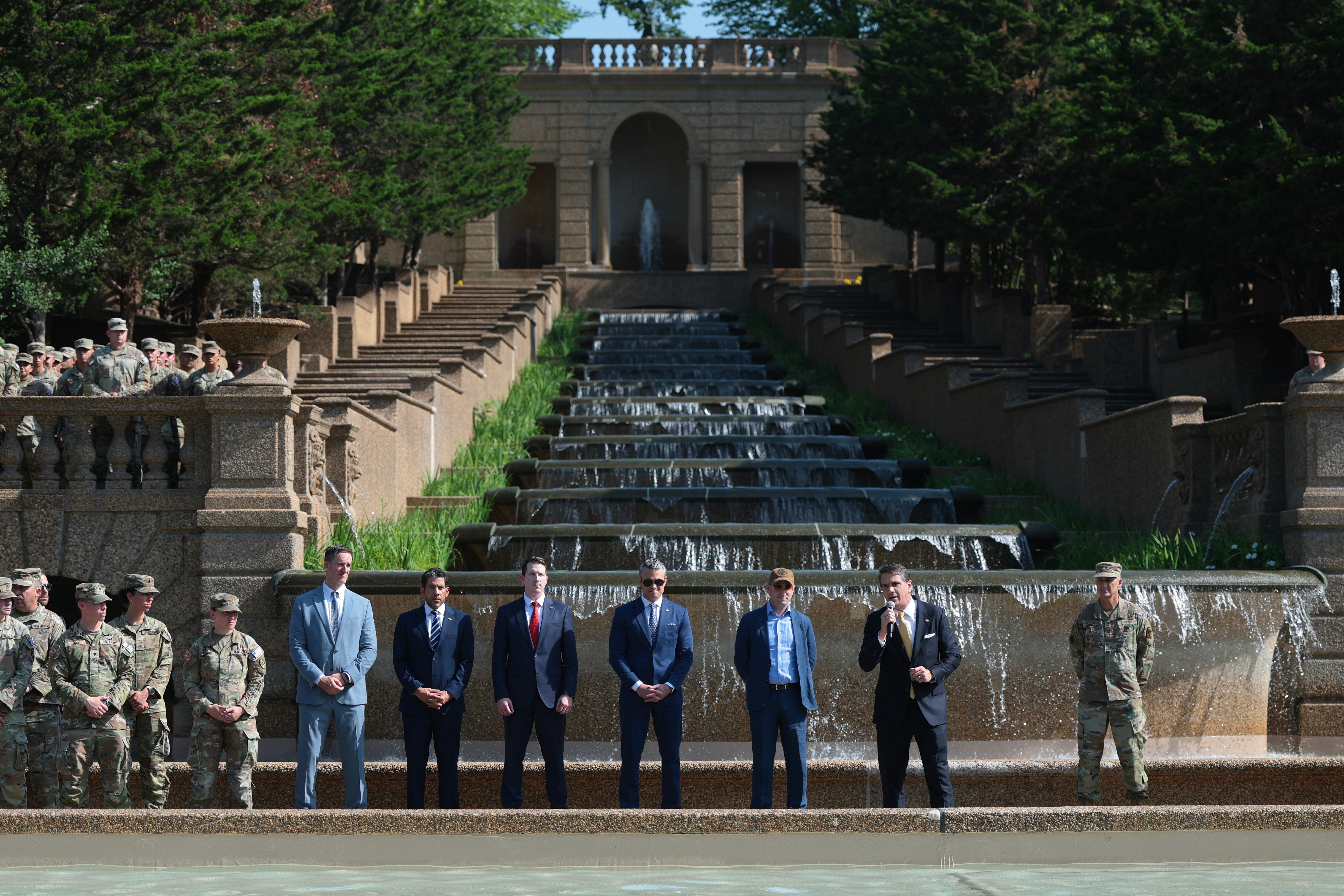 Acting U.S. Attorney General Todd Blanche gives remarks to members of the U.S. National Guard at Meridian Hill Park on July 02, 2026 in Washington, DC.