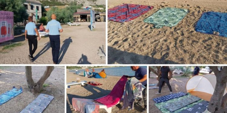 Grad Pag kreće u lov na „rezervacije“ plaža ručnicima, ležaljkama, šatorima, a uvode se i kazne!