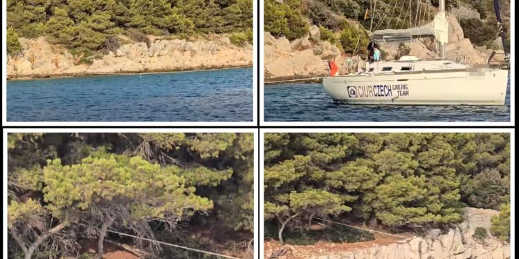 OTOK TIJAT U uvali Tijašnica češka jedrilica vezana za stablo