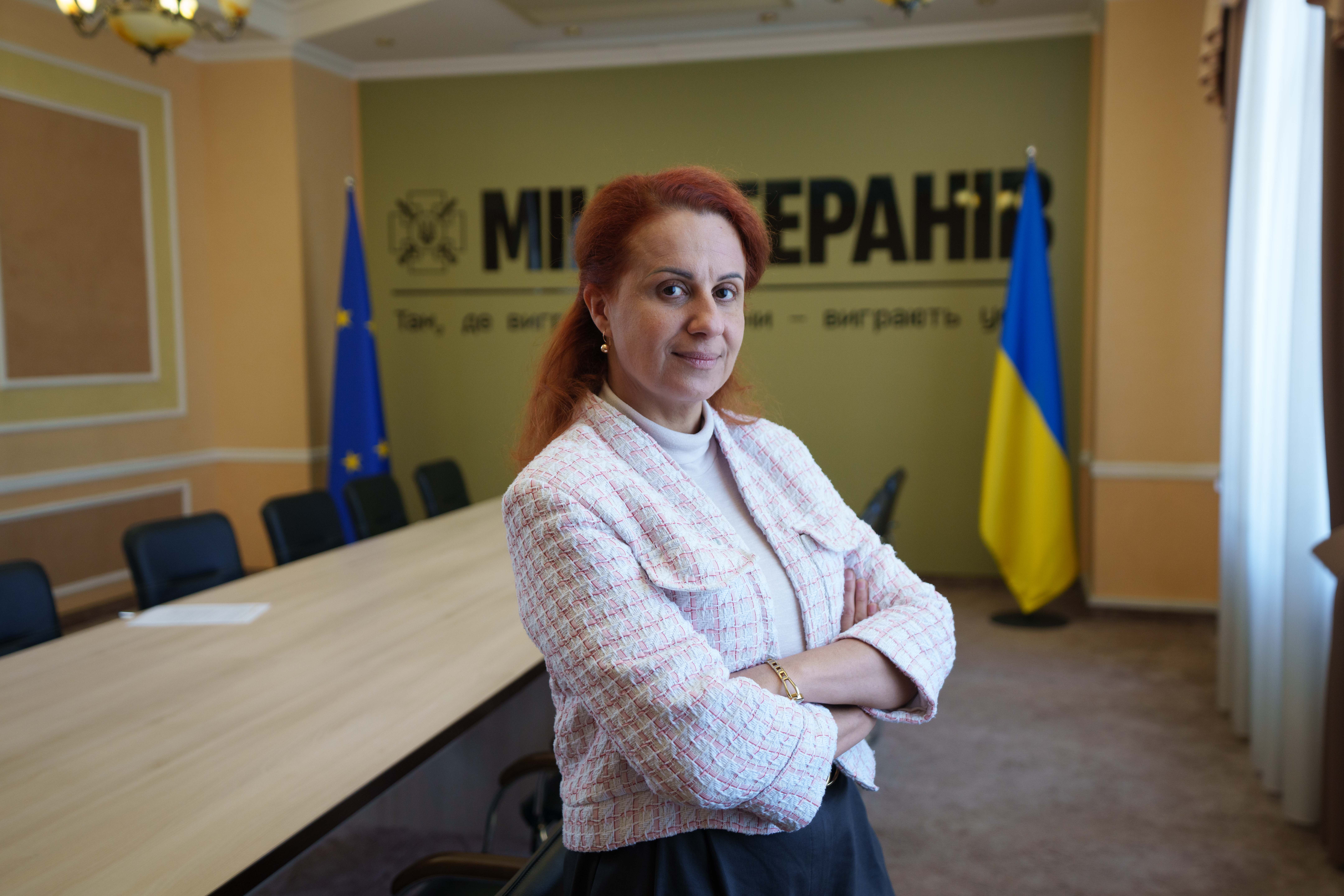 Natalia Kalmykova, ukrajinska ministrica za pitanja veterana (AP Photo/Evgeniy Maloletka)