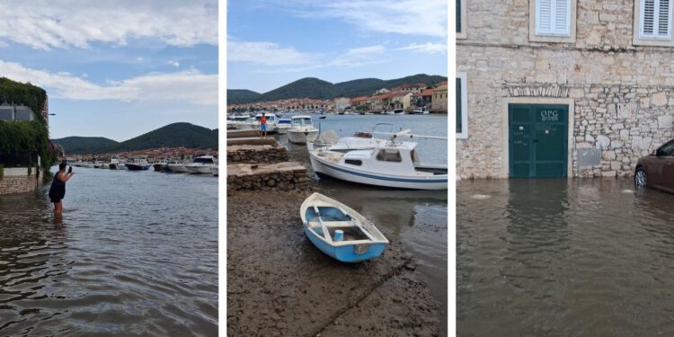 Snimljen nevjerojatan prizor: Prvo su brodice ostale na suhom, a onda se cijela riva Vele Luke našla pod morem