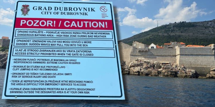 KUPANJE OPASNO PO ŽIVOT Na dubrovačkom kupalištu Buža postavljena službena upozorenja za kupače