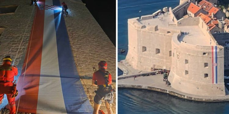 HGSS u Dubrovniku razvio veliku hrvatsku zastavu na tvrđavi sv. Ivana: “Ponosno pod hrvatskom zastavom”