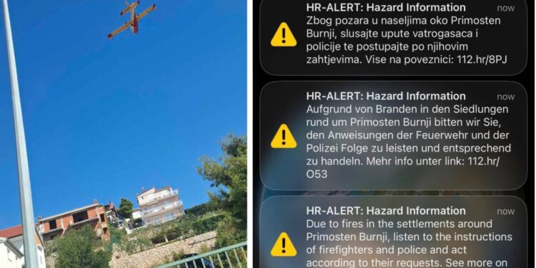 Kuće u Primoštenu obranjene u zadnji čas, zračne snage se povlače, a građanima stigao hitan SMS na tri jezika!