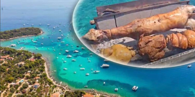 “UVALA KRKANI” Okreću janjetinu na brodu u uvali Krknjaši na Drveniku Velom