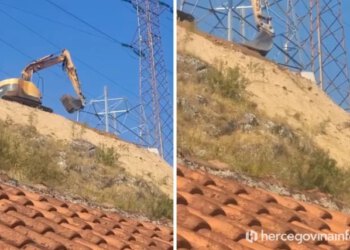 VIDEO Bager radi na padini iznad kuća na Buni, mještani strahuju zbog radova na dalekovodu