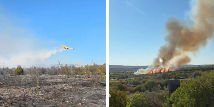 VIDEO Novi požar buknuo u Dalmaciji: Na terenu brojni vatrogasci, u akciji i dva kanadera