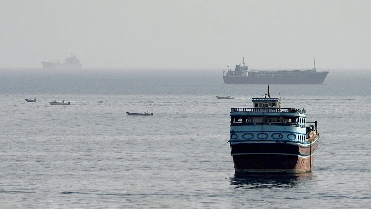 Ships traveling in the Strait of Hormuz