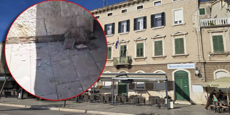 FASADA PALA NA ŠTEKAT RESTORANA Za dlaku izbjegnuta tragedija na šibenskoj rivi: "Zgrada oštećena u ratu počela se urušavati!"