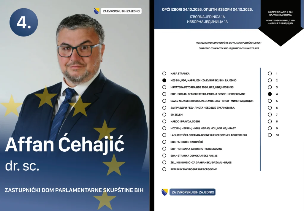 Damir Jugo, Adaleta Crnomerović i Affan Ćehajić predstavljaju politički pristup usmjeren na znanje, profesionalno iskustvo i zajedničku budućnost BiH.