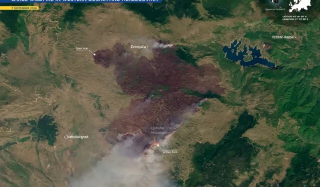 Požar između Kupresa, Tomislavgrada i Rame vidljiv iz svemira