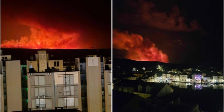 Veliki požar na Braču, isključeni dalekovodi, zatvorena cesta: Stigli kanaderi i dodatna pomoć s kopna