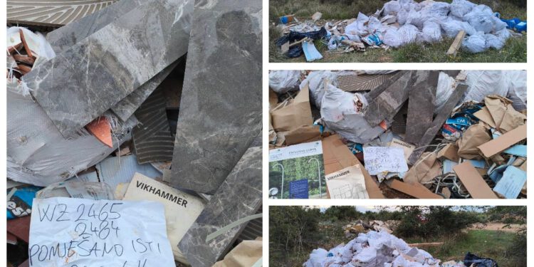EKOLOŠKE ŠTETOČINE U ZADRU Gomila šute i građevinskog otpada završila u šumi, ostavili i papir s brojevima narudžbe