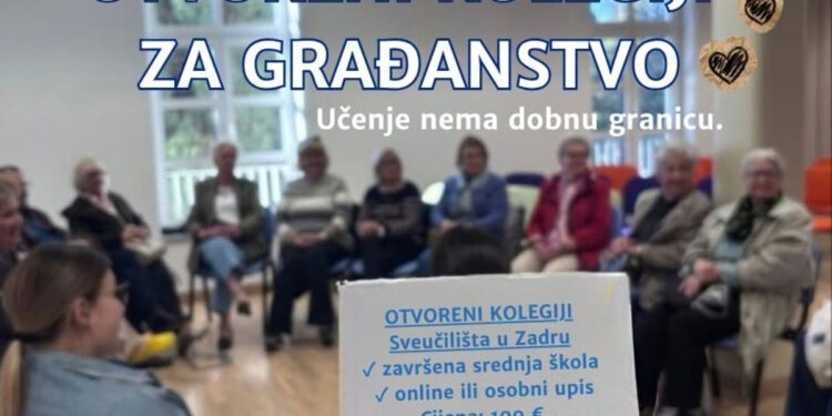 Imate završenu srednju školu? Sveučilište u Zadru otvara vrata građanima, umirovljenici kolegij plaćaju samo 26,55 eura