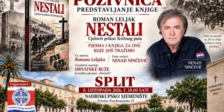 Roman Leljak predstavlja „Nestale“ u Splitu: Večer posvećena onima koje još tražimo