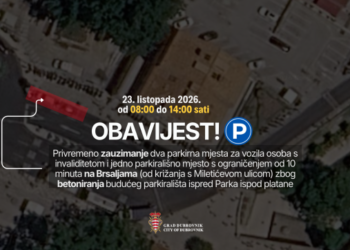 Zbog radova privremeno će se zauzeti nekoliko parking mjesta na Brsaljama
